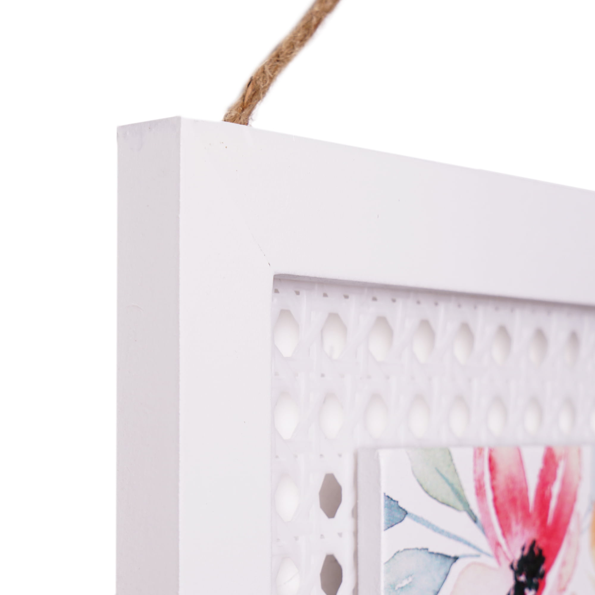 Welcome Floral Rattan Wall Plaque 9" x 15"
