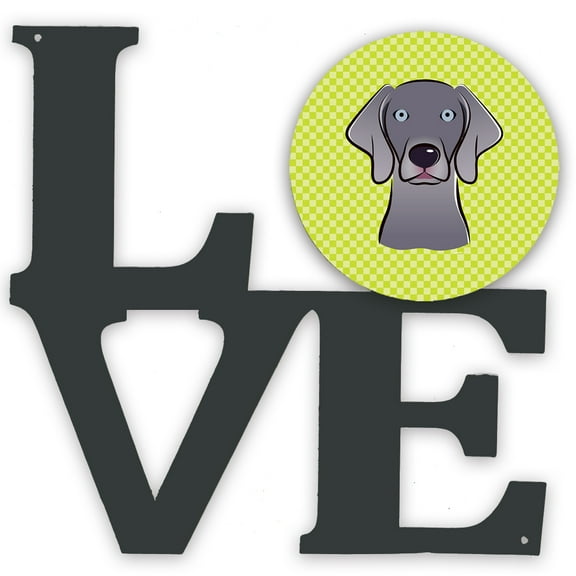 Checkerboard Lime Green Weimaraner Metal Wall Artwork LOVE