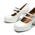 thumbnail image 5 of Women's Y2K Double Strap Platform Mary Jane Heels with Square Toe and Chunky Block Heel, 5 of 6