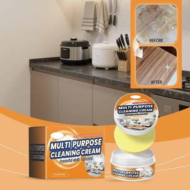 Pasta limpiadora multiusos | Quitamanchas para cocina y baño | Pasta limpiadora para electrodomésticos, fregaderos y azulejos | Fórmula no abrasiva para el hogar y la oficina