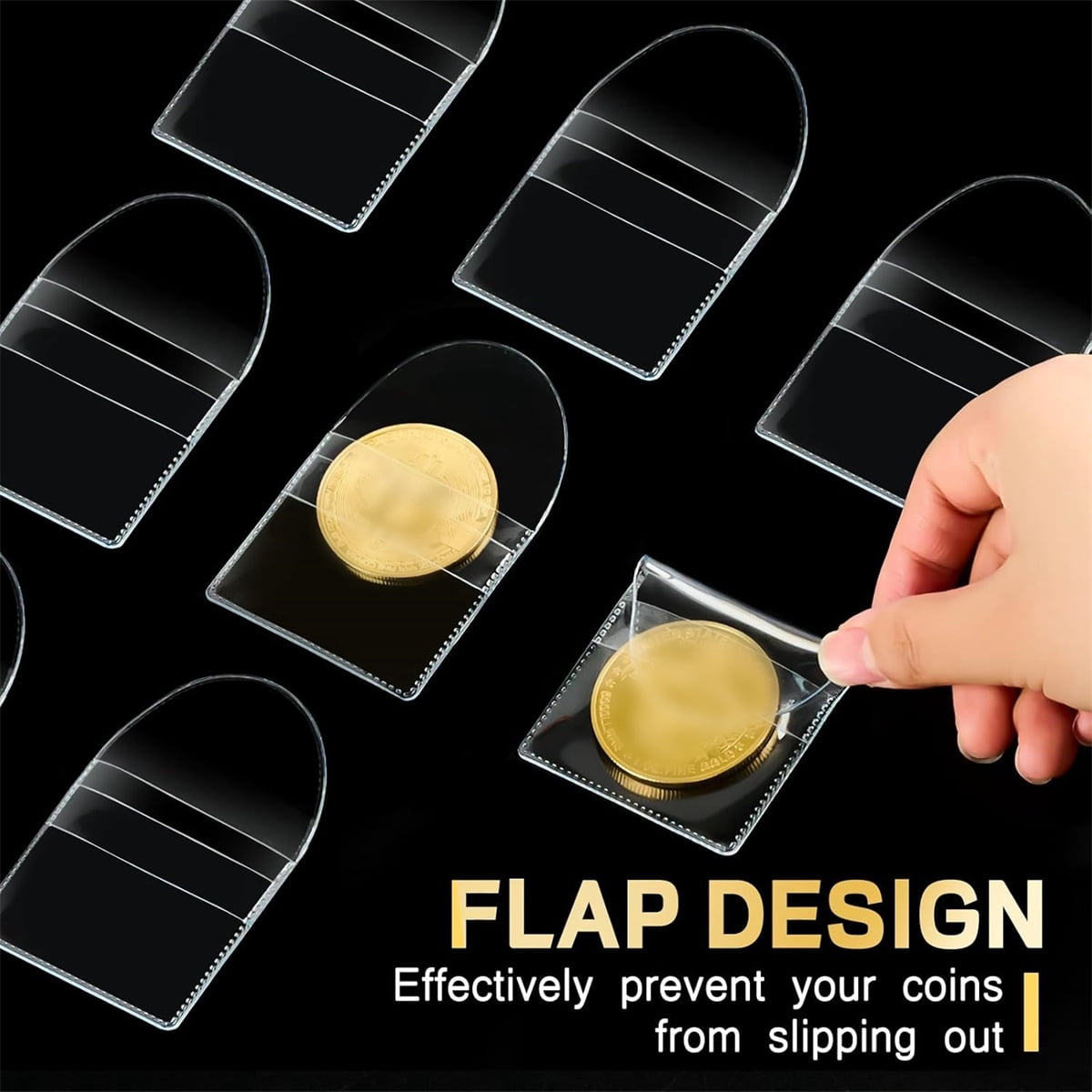 HYG Clear Coin Sleeves,50pcs Protector Bags for Coins,Portable Small Items Storage Bags for Home,Plastic Jewelry Pouch for Indoor and Outdoor Use,2X2.2In