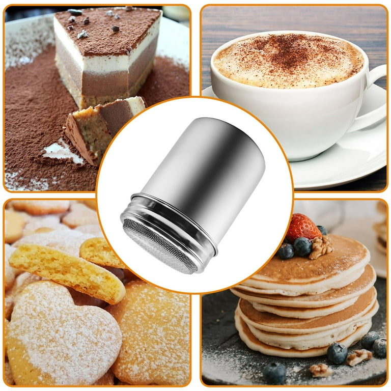 Plutput Stainless steel Icing Sugar Powder Shaker with Lid Chocolate Cocoa  Flour Mesh Sifter Duster Sprinkler for Coffee