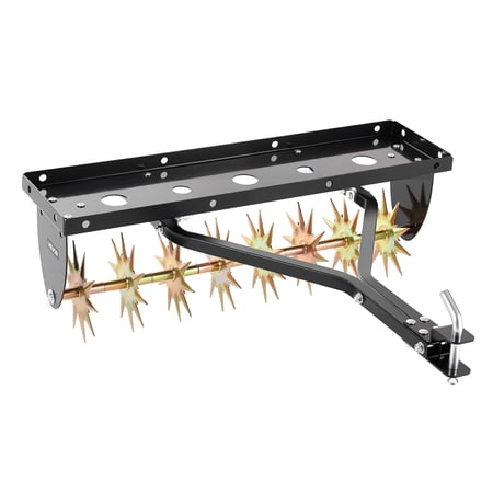 VEVOR Tow Behind Plug Aerator 32 in Lawn Spike Aerator with Universal Hitch Heavy Duty & Rust-Resistant Pull Behind Spike Aerator Tool with Folded Edge Tray for Farmland & Garden Tractors