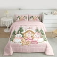 thumbnail image 2 of Homewish Snowman Rabbit 2pcs Bedding Comforter Set for Kids Children Teens,Kawaii Bowknot Gingerbread Man Twin Comforter Sets,Xmas Festival Breathable Bedding Set,Lightweight Room Decor,Reversible, 2 of 8