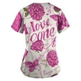 thumbnail image 3 of NAMTYQX Breast Cancer Scrub Top Casual V Neck Breast Cancer Shirts for Women Beige Size 2XL, 3 of 4