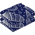 thumbnail image 2 of SKYSONIC Ocean Pattern Blue Ultra Soft 2 PCS Towel Set, Highly Absorbent Hand Towels, 16"x28" Cotton Towels for Bathroom Hotel Gym Travel, Ideal for Daily Use, 2 of 7