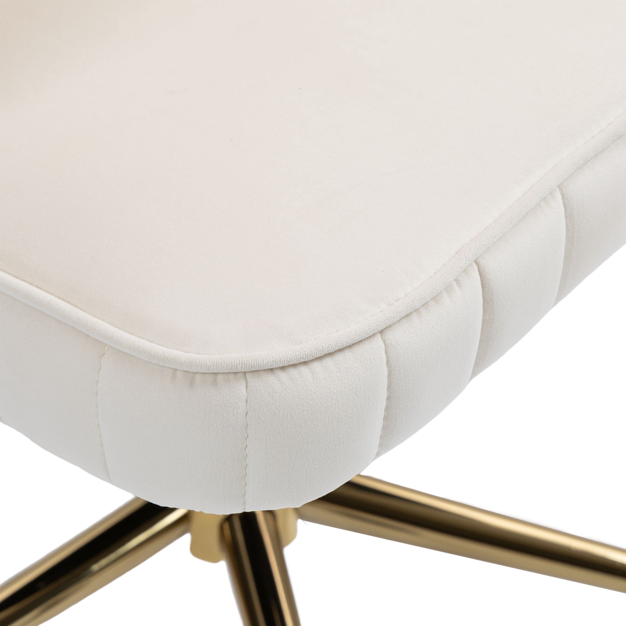 MAYEERTY Velvet Home Office Desk Chair, Modern Cute Computer Chair, Wheels Swivel Height Adjustable Swivel Task Chair for Home Office (Beige Velvet)