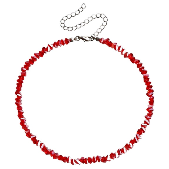 DESIGNICE Crystal Beaded Necklace Red 1-Piece Crystal Accent Fashion Jewelry, Elegant Sparkling Accessory with Premium Design