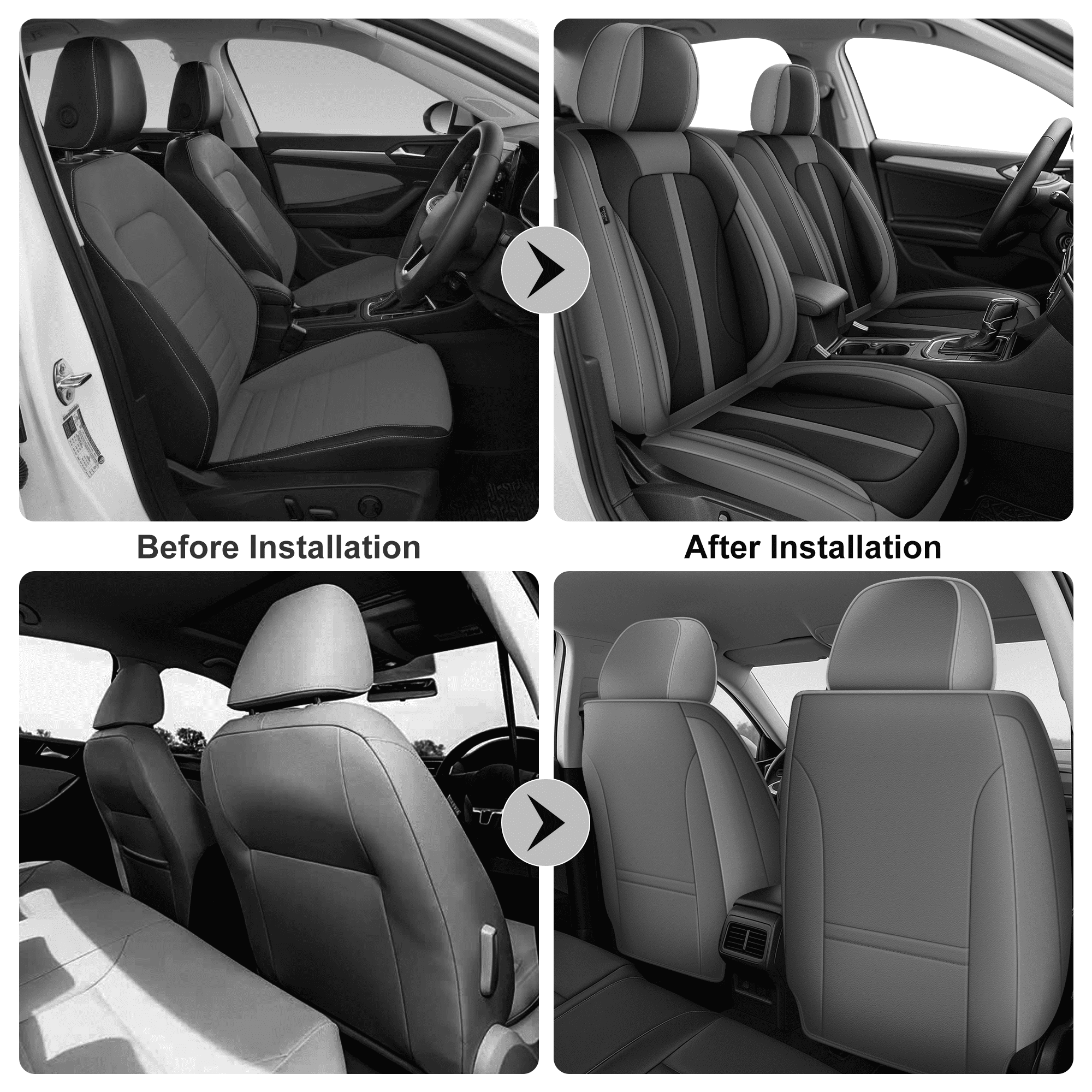 DIKSOAKR Front Car Seat Covers for Toyota RAV4 2013-2024 2025 Luxery Waterproof Car Seat Covers Cushion Protector with Lumbar Support Grey,Front Set(2 Seats)