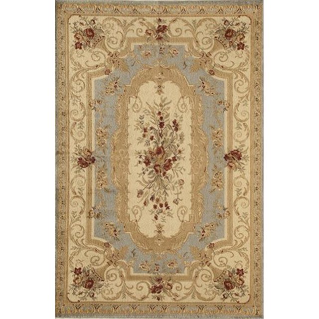 Rugs America 23766 5 ft. 3 in. x 7 ft. 10 in. Sorrento Aubusson Light Blue Rectangular Area Rug