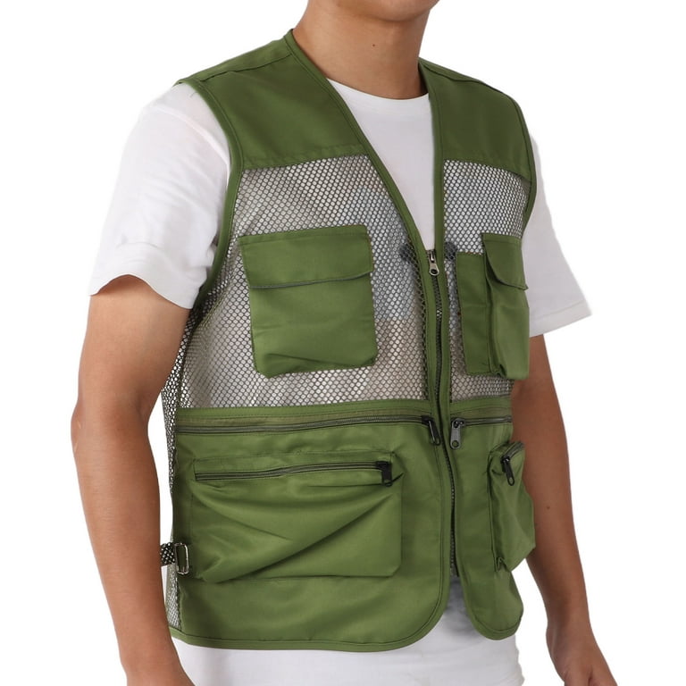 Mesh Fishing Vest, Military Vest Wear Resistant Multi Pocket Breathable For  Outdoor Activities XL Military Green