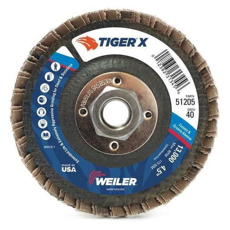 Weiler Flap Disc,5 in.x40 Grit,5/8-11,12000 RPM 98912