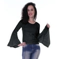 thumbnail image 3 of Moomaya Womens Long Bell Sleeves Tshirt Top Round Neck Plain Casual Fit Summer Tee Tops, 3 of 7