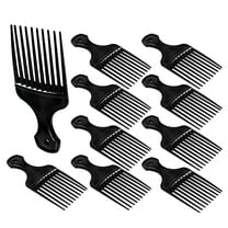 Plastic Hair Pick Comb – Wide Tooth Afro Lift Picks - Pack of 10 Combs - 5.25 Inch - for Hair Styling Lifting Detangling Adding Volume for Long Curly and Thick Hair, Wigs and Beards for Men & Women