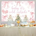 thumbnail image 2 of Pink Baby It's Cold Outside Baby Shower Backdrop Cute Bow Winter Woodland Baby Shower Party Decorations Banner Snowflake Winter Photography Background, 2 of 4