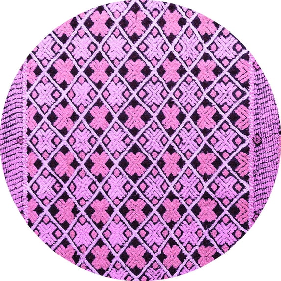 Ahgly Company Indoor Round Abstract Purple Modern Area Rugs, 3' Round