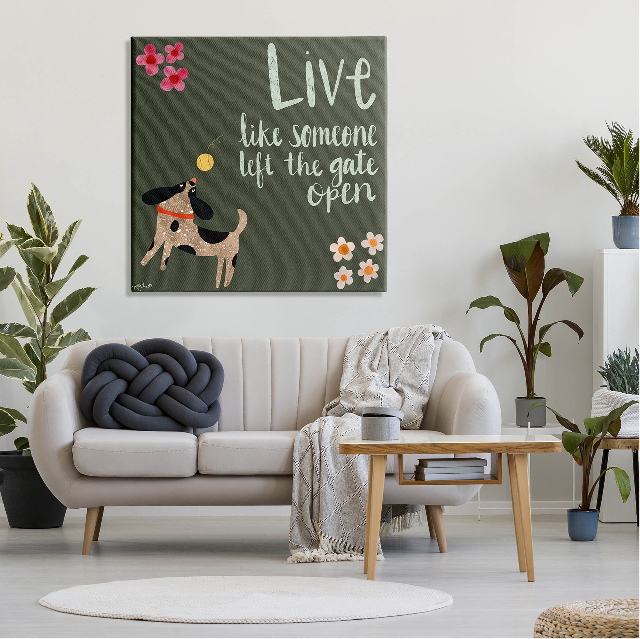 Stupell Industries Motivational Dog Humor Floral Quote Graphic Art Gallery Wrapped Canvas Print Wall Art, Design by Katie Doucette
