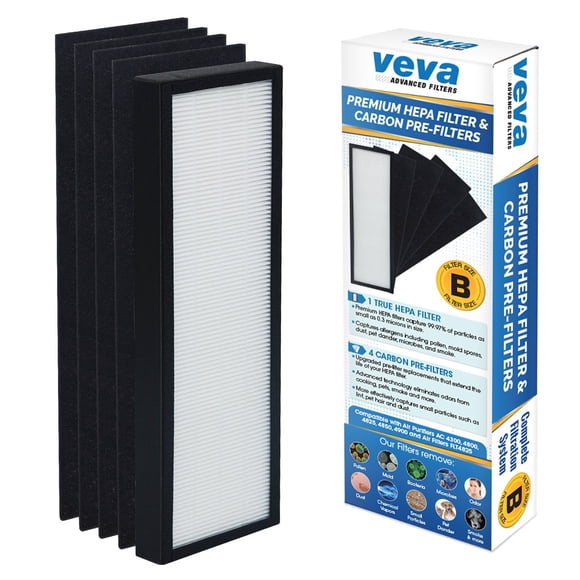 Veva HEPA Filter B Replacement, Compatible with Germ Guardian AC4825, AC4900CA, AC4850PT, AC4820 Air Purifier and FLT4825. Pack of 1 HEPA Filter / 4