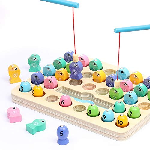 Wooden Magnetic Fishing Game, Educational Toy for Kids, Montessori Toys for Toddlers, Learning