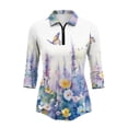 thumbnail image 2 of Uorisanigo Flower Butterfly Women's 3/4 Sleeve Golf Top Size S Comfortable Fashion Quick Dry Athletic Polo Shirts with Zip Up Collar Versatile Casual Tennis Tops Breathable for Women, 2 of 7
