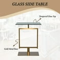 thumbnail image 3 of Kings Brand Furniture Gold Metal & Glass Side End Table – Modern Accent for Living Room & Bedroom, 3 of 7
