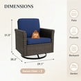 thumbnail image 3 of INTER HUT 2PCS Outdoor Patio Wicker Swivel Rocking Chairs with Cushions, Rattan Swivel Conversation Furniture for Porch, Backyard, Deck, Poolside, Garden, Blue, 3 of 8