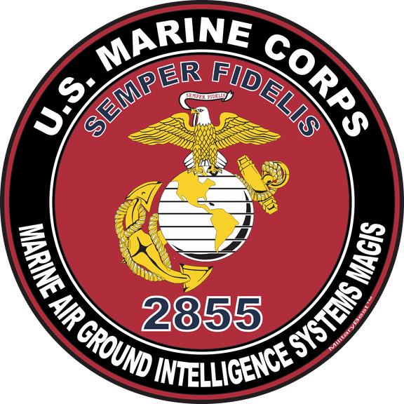 U.S.M.C. MOS 2855 Marine Air Ground Intelligence Systems MAGIS Decal 3.8" - Red