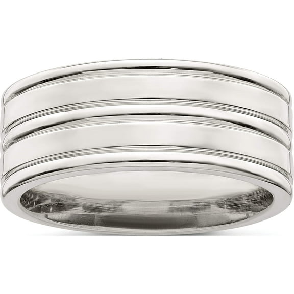 Sterling Silver Ss 8mm Polished Fancy Band Size 7.5 Made In United States qwb115-7.5