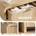 thumbnail image 3 of HoopieHome Modern 55 Inch 6-Drawer Fluted Double Dresser with Arched Tabletop, Wave Design, Gold Handles, Natural Wood, 3 of 7
