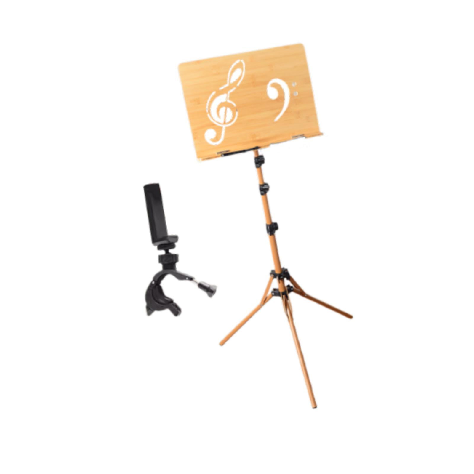 LeeQinersw Wooden Music Stand for Sheet Music Adjustable Height for Lectern Guitar Band with phone clip