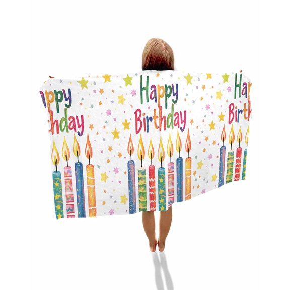 Happy Birthday Beach Towels Oversized Super Absorbent, Colorful Star Funny Celebration Lightweight Bath Towel Quick Dry Sets For Bathroom/Pool/Rv Camping/Beach Play/Gym Room/Picnic 30"x60"