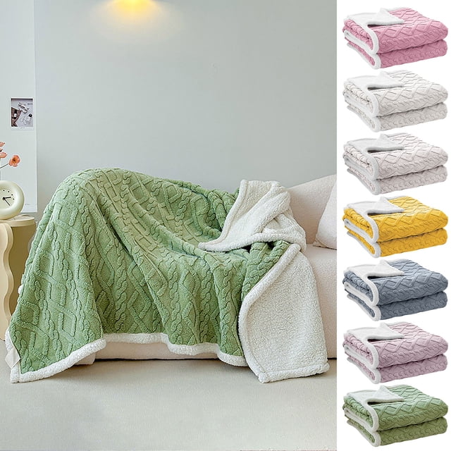 Fiudx Manta Tafu de Cordero, Diseño Supersuave de Doble Cara, Acogedora y Esencial para El Invierno, de Terciopelo Coral Reversible, Cómoda Manta para La Siesta o El Sofá, para Uso En Interiores y Ex