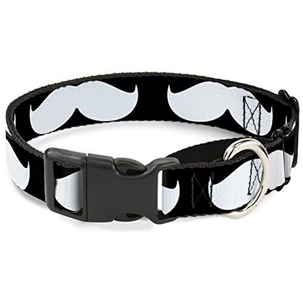 Buckle-Down Martingale Dog Collar - Mustache Black White - 1" Wide - Fits 15-26" Neck Size - Large