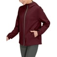 thumbnail image 5 of Mapamyumco Women's Windproof Lightweight Jacket Hooded Running Windbreaker for Golf Hiking, Spring Jacket UPF50+ Dark Red L, 5 of 6