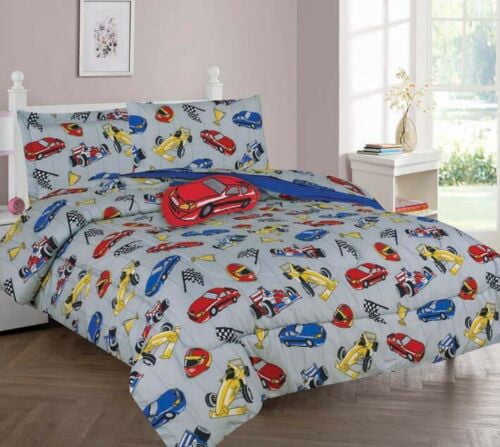 Details about   Quilt Set For Teen Boy Girl Full Size Race Car Theme Comforter Bed Cover Racing 