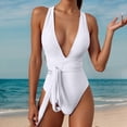 thumbnail image 2 of LUOGENLI Plus Size Swimsuit for Women 1-piece Shorts Women One Shoulder Swimsuit Bikini Swimsuit Irregular Solid Color Monokinis Swimsuit White Size S, 2 of 5