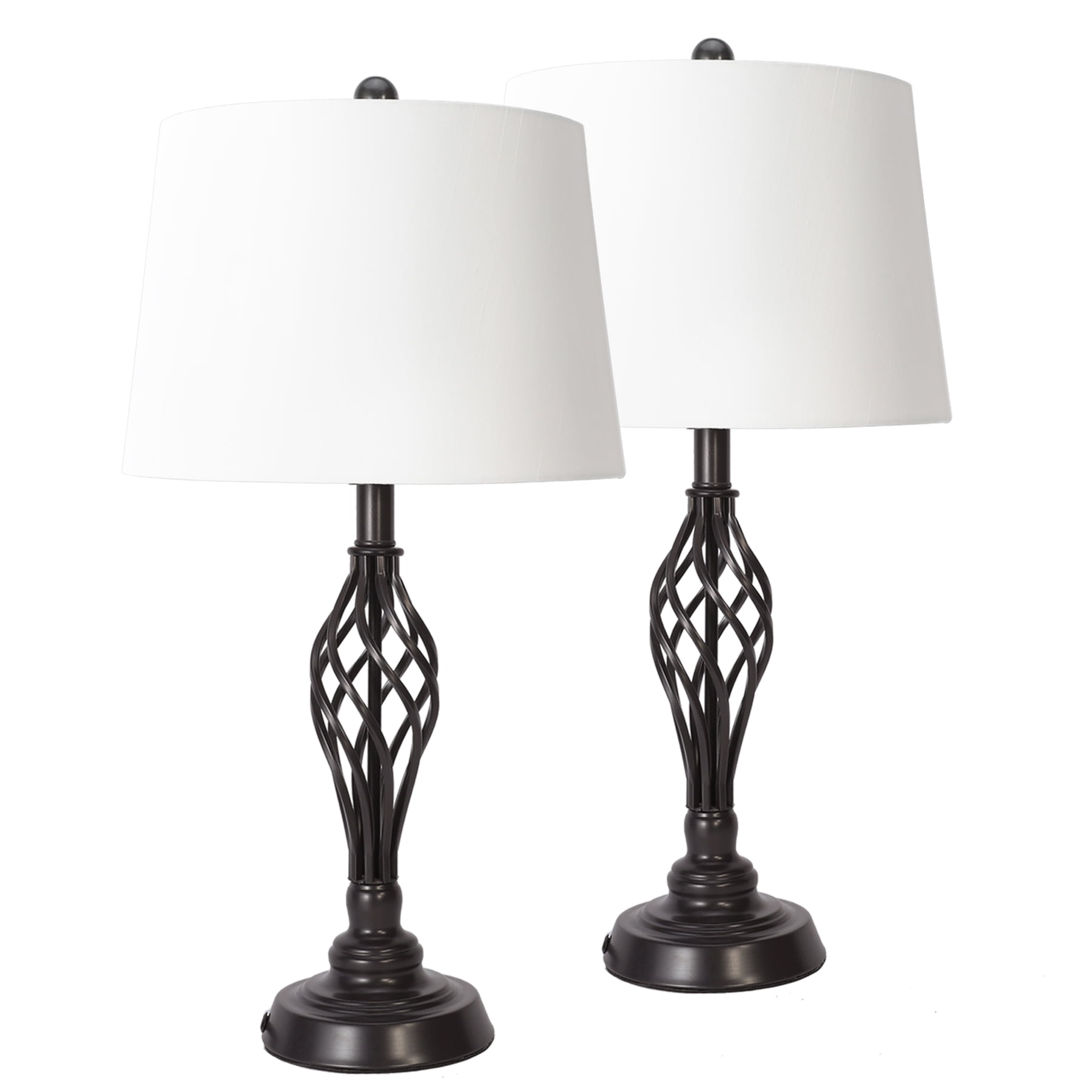 Farmhouse Table Lamps Set Of 2 Bronze, Industrial Bronze Iron Table Lamp With Beige Hardback Shade