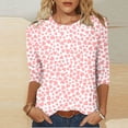 thumbnail image 2 of WREESH Women's 3/4 Sleeve T Shirts Valentine's Trendy Printed Blouses 2025 Spring Summer Casual Pullover Tops Pink, 2 of 5