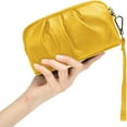 thumbnail image 2 of Genuine Leather Women's Wallets, Multi Functional Double Zipper Pleated Coin Purse, Ladies Purse Cell Phone Handbag-Brown, 2 of 2