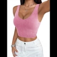 thumbnail image 2 of Camisola de Punto con Tirantes Finos para Mujer, Top Sin Mangas A Rayas Rosa XL, 2 of 7
