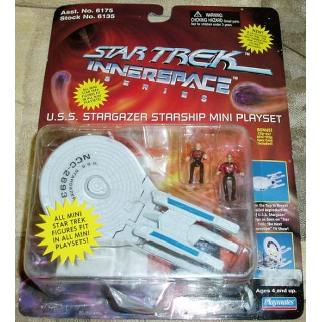 Star Trek USS Stargazer Starship Mini Playset con Picard & Q Innerspace Series Playmates 43377061359