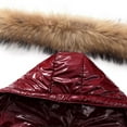 thumbnail image 5 of Juebong Kids Girls Winter Coat Warm Cropped Puffer Jackets Windproof Padded Coats Thickened Down Jacket with Faux Fur Hood Wine,11-12Years, 5 of 8