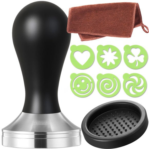 Practimondo Ensemble de Tasseur Espresso - Tasseur 51mm et Accessoires Espresso - Outils de Barista Espresso Premium Ensemble de Tasseur à Main