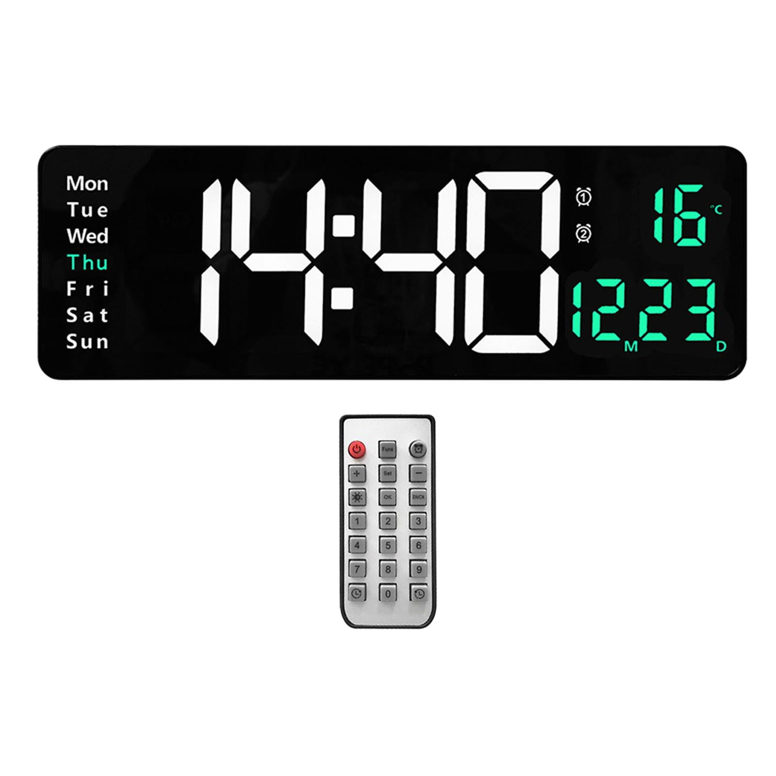 Oversized 15" Digital USB Two-Color Display with Remote Control Large Number W/ Calendar Classroom Bedroom Decoration , Green