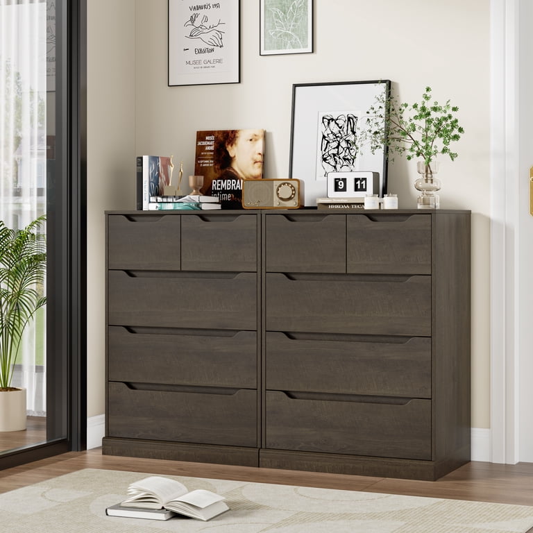 dark brown dresser tall Bardugo Solid Mahogany Wood Large Tall Bedroom Dresser With 5 Drawers