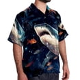 thumbnail image 2 of Starry Shark Men's Short Sleeve Beach Shirts, Casual Printed Poplin Button Down, Unisex Summer Hawaiian Shirt, 2 of 6