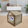 thumbnail image 3 of Geometric Pet House, Rectangle Square Shapes with Flowers Ornament Floral Arrangement, Outdoor & Indoor Portable Dog Kennel with Pillow and Cover, 5 Sizes, Sage Green Vermilion, by Ambesonne, 3 of 5