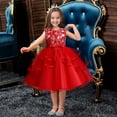thumbnail image 2 of Gubotare Robe Enfants Tout-Petits Robe Tutu Filles Volants Tulle Robes Mignon Été Fête Princesse Robe d'Été 3T 4T (Rouge,3-4 Ans), 2 of 5