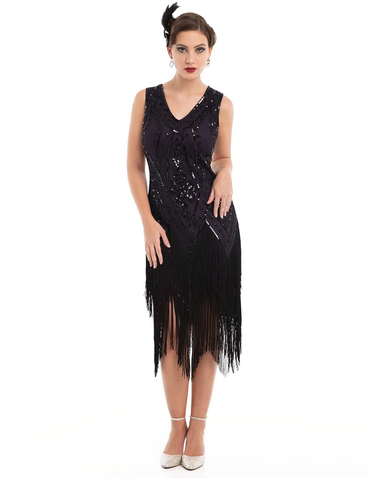 PrettyGuide Women's 1920s Flapper Dress Vintage Swing Fringed Gatsby  Roaring 20s Dress 