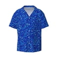 thumbnail image 3 of Balery Blue Circles Mosaic Men's Casual Button Down Shirt Short Sleeve Textured Summer Cuban Beach Shirts-Small, 3 of 7